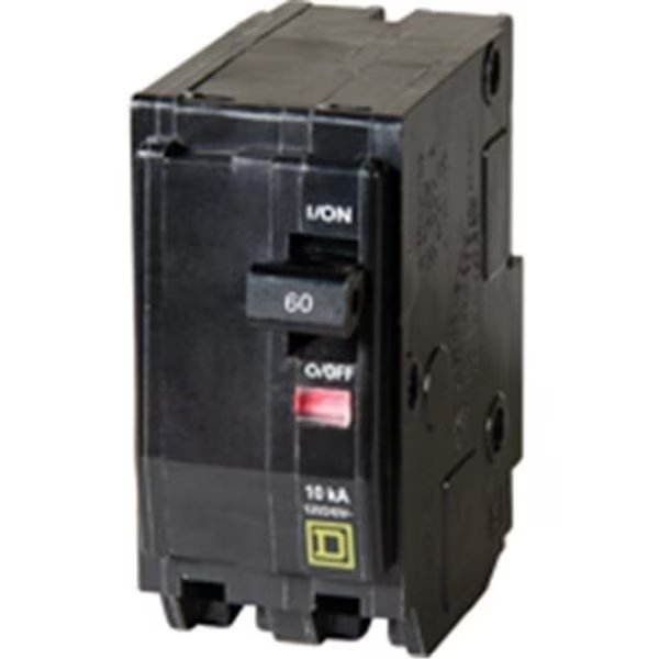 Circuit Breaker, QO Series, 60A, 2 Pole, 120/240V AC, 10kA at 120/240V AC, Square D, Mfr#: 6518955